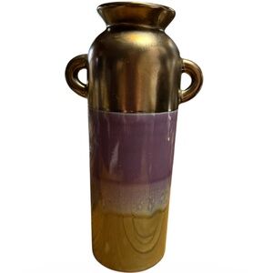 Vintage ~ 1970s ~ Ceramic Pottery Vase~ Metallic & Colored Glazes